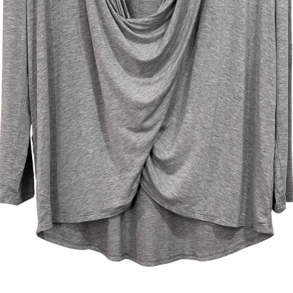 Zenergy by Chico’s Gray Knotted Sweatshirt Deep Cowl Neck size 2 or US 12 Womens - Picture 4 of 11